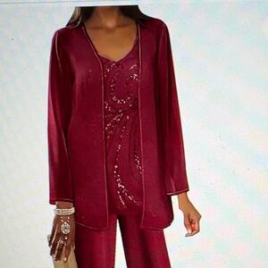 3 Piece Chiffon Sequin Formal Wedding Outfit